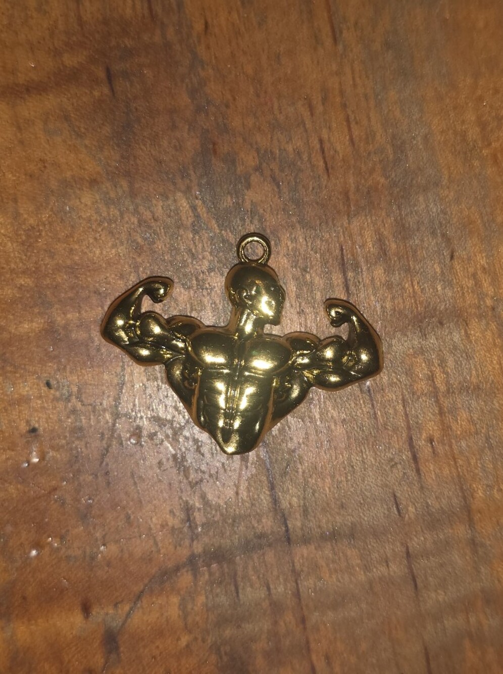 Gold Tone Male Buff Figure 1” Pendant Strongman Body Builder Six Pack